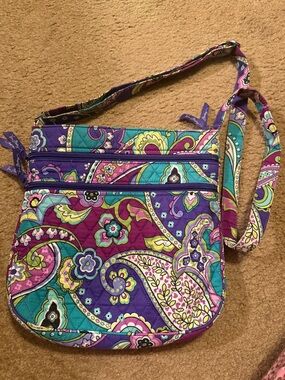 Vera Bradley Purple Teal Paisley Quilted Crossbody